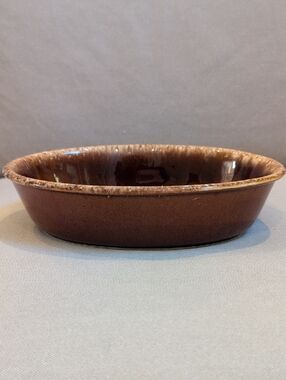 Vintage Hull Pottery 10" Brown Drip Glaze Ceramic Oval Baking Dish MCM